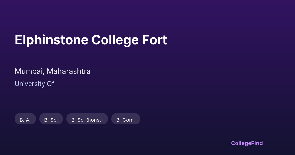 elphinstone college fort