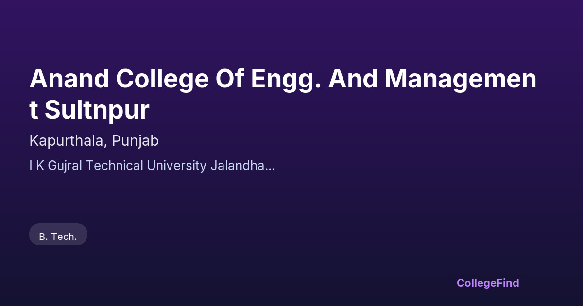 anand college of engg. and management sultnpur