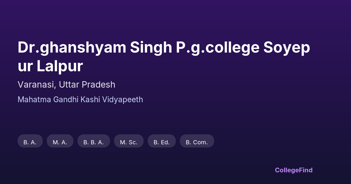 dr.ghanshyam singh p.g.college soyepur lalpur