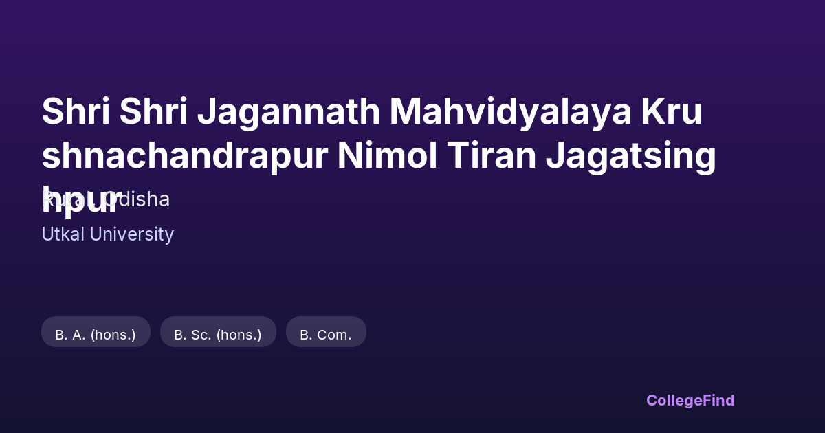 shri shri jagannath mahvidyalaya krushnachandrapur nimol tiran jagatsinghpur