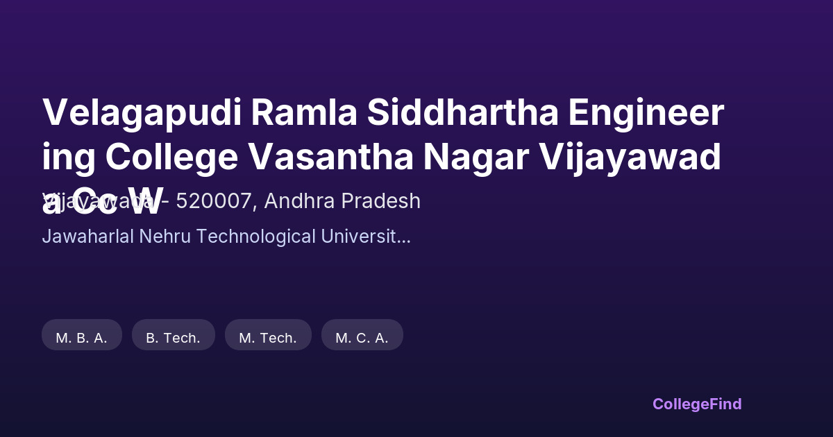 velagapudi ramla siddhartha engineering college vasantha nagar vijayawada cc w
