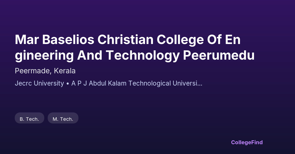 mar baselios christian college of engineering and technology peerumedu