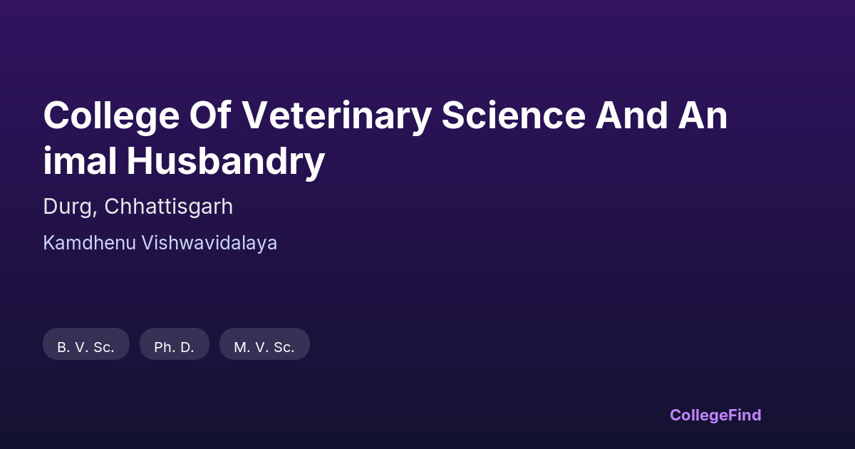 college of veterinary science and animal husbandry