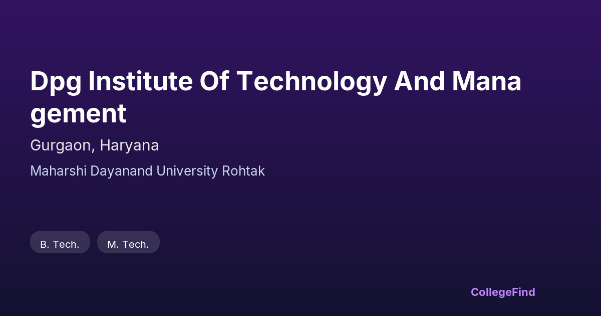 dpg institute of technology and management