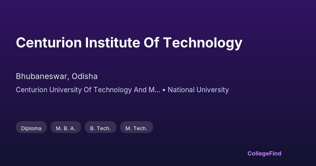 centurion institute of technology