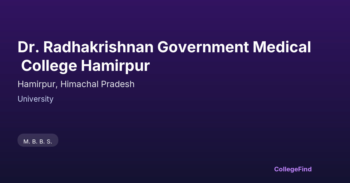 dr. radhakrishnan government medical college hamirpur