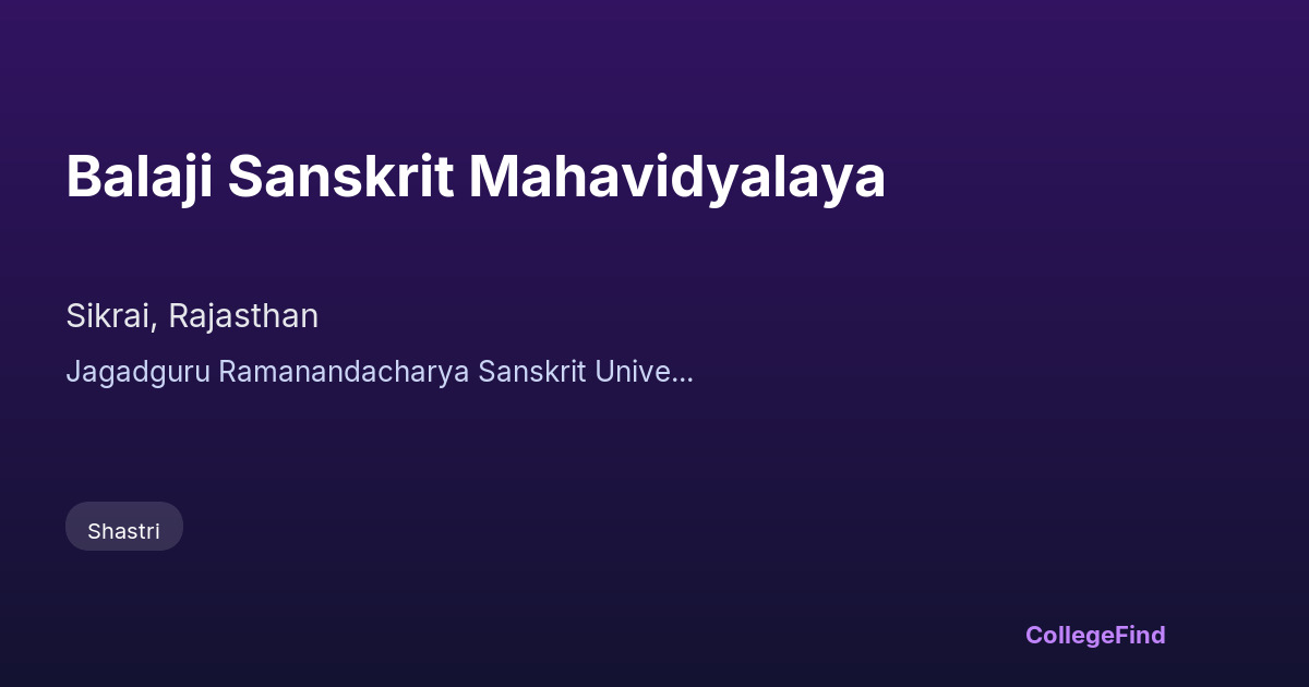 balaji sanskrit mahavidyalaya