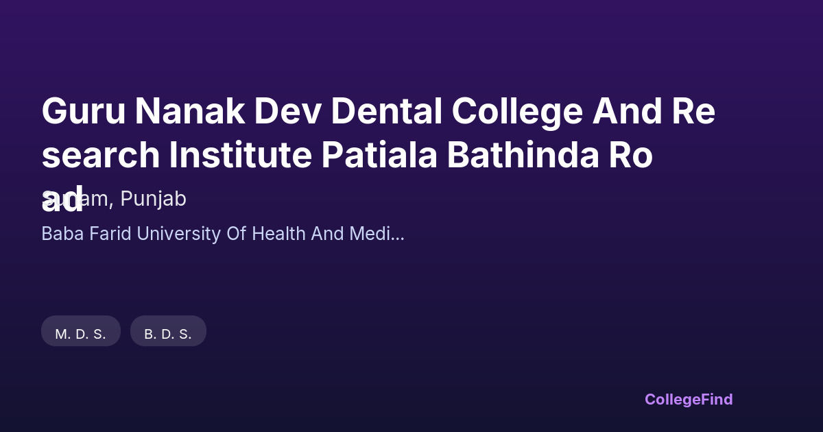 guru nanak dev dental college and research institute patiala bathinda road