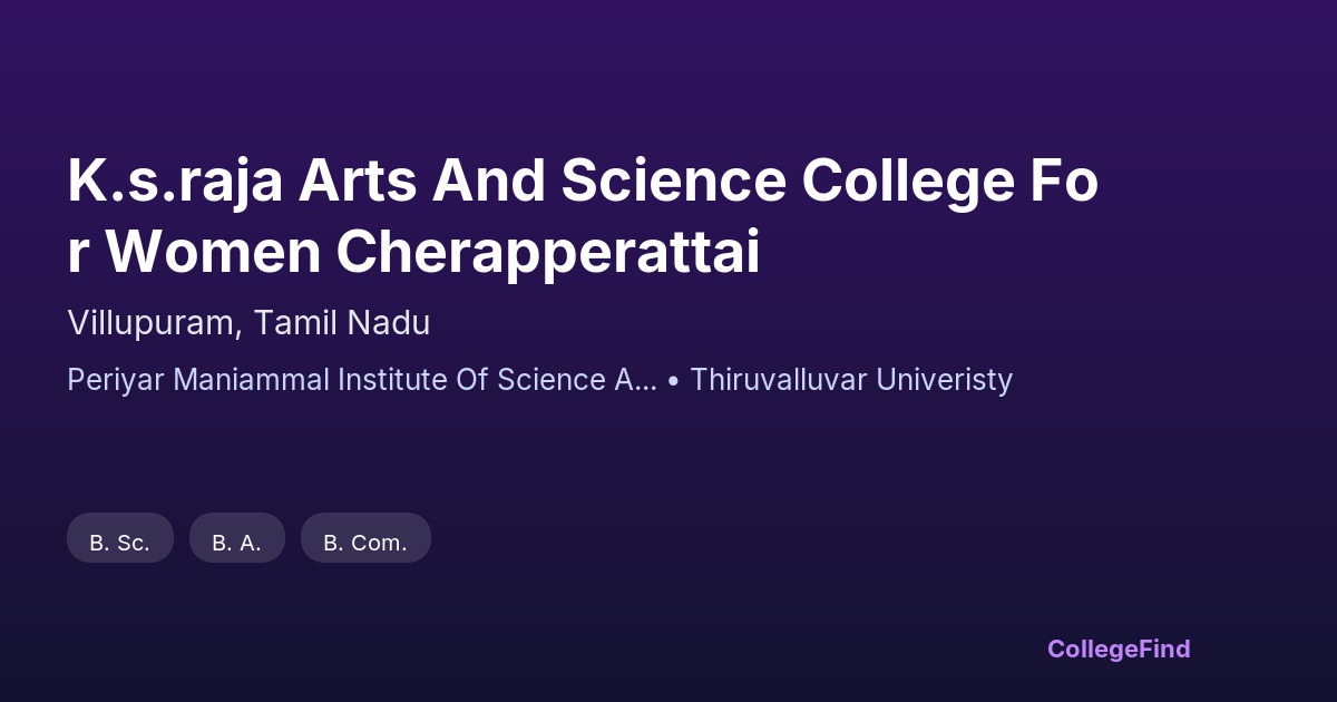 k.s.raja arts and science college for women cherapperattai