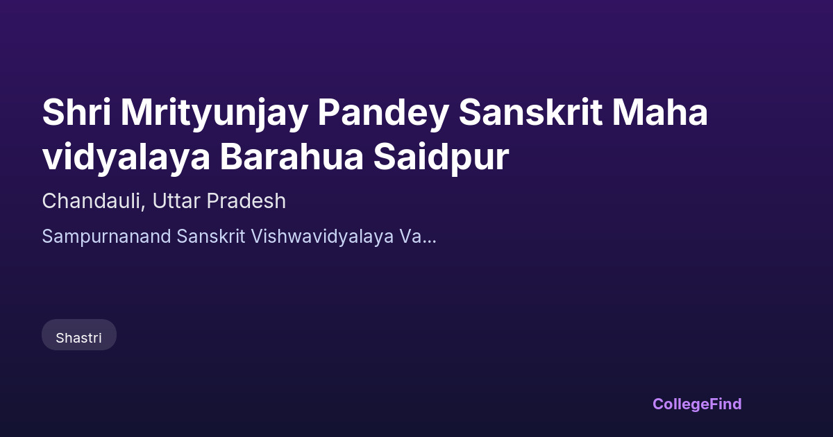 shri mrityunjay pandey sanskrit mahavidyalaya barahua saidpur