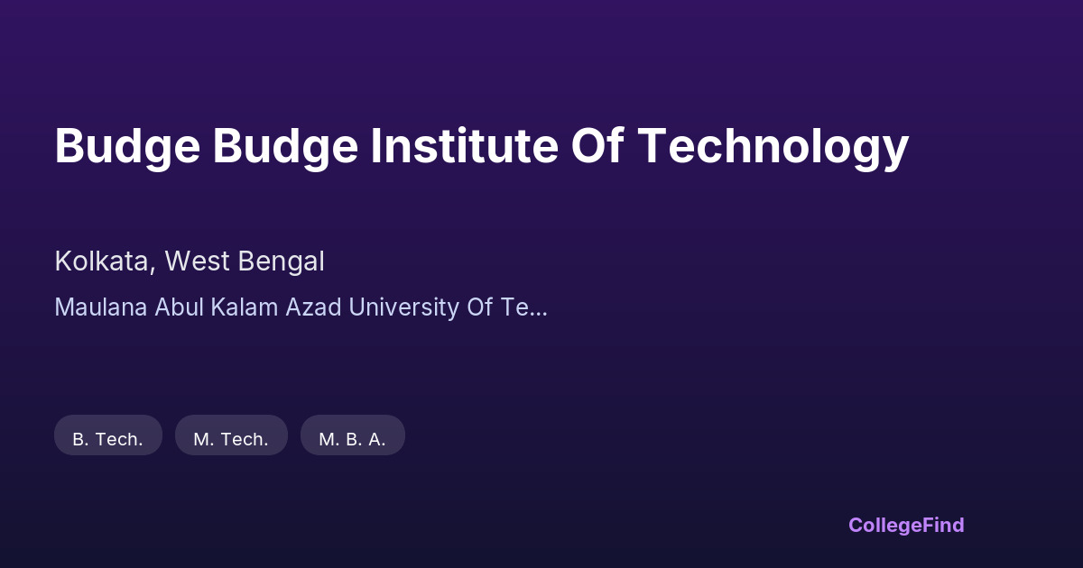 budge budge institute of technology