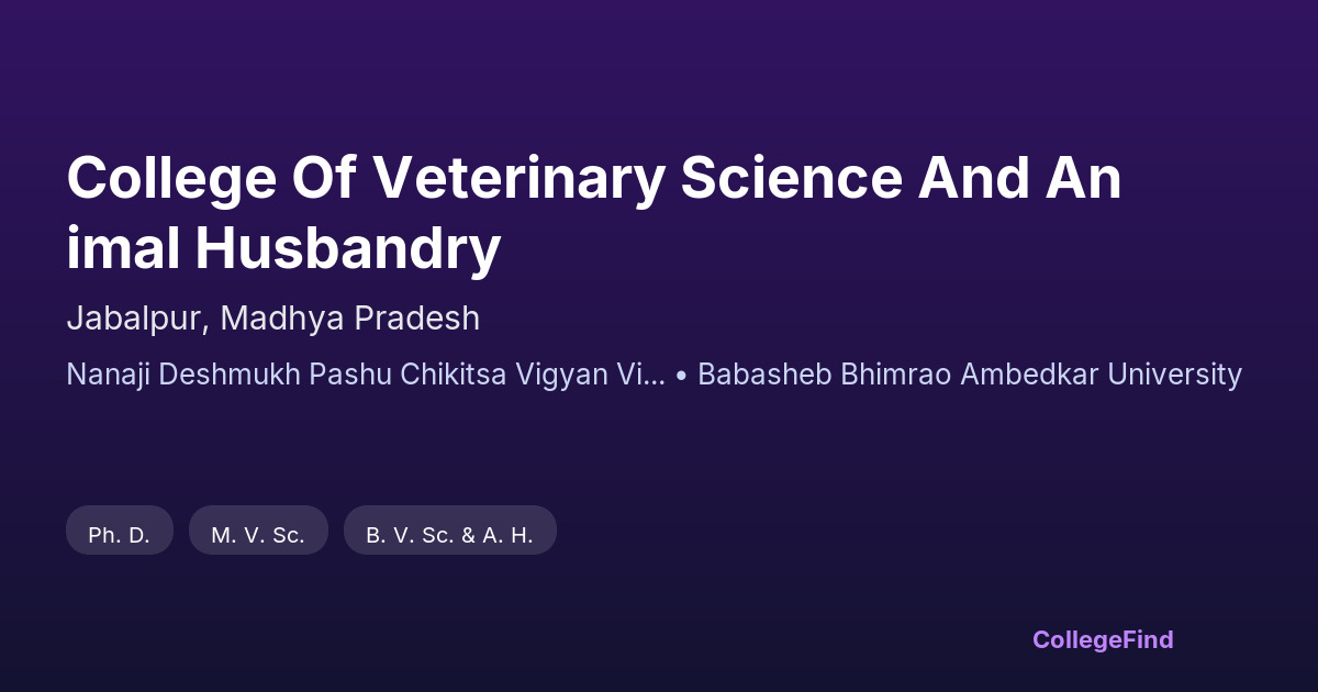 college of veterinary science and animal husbandry