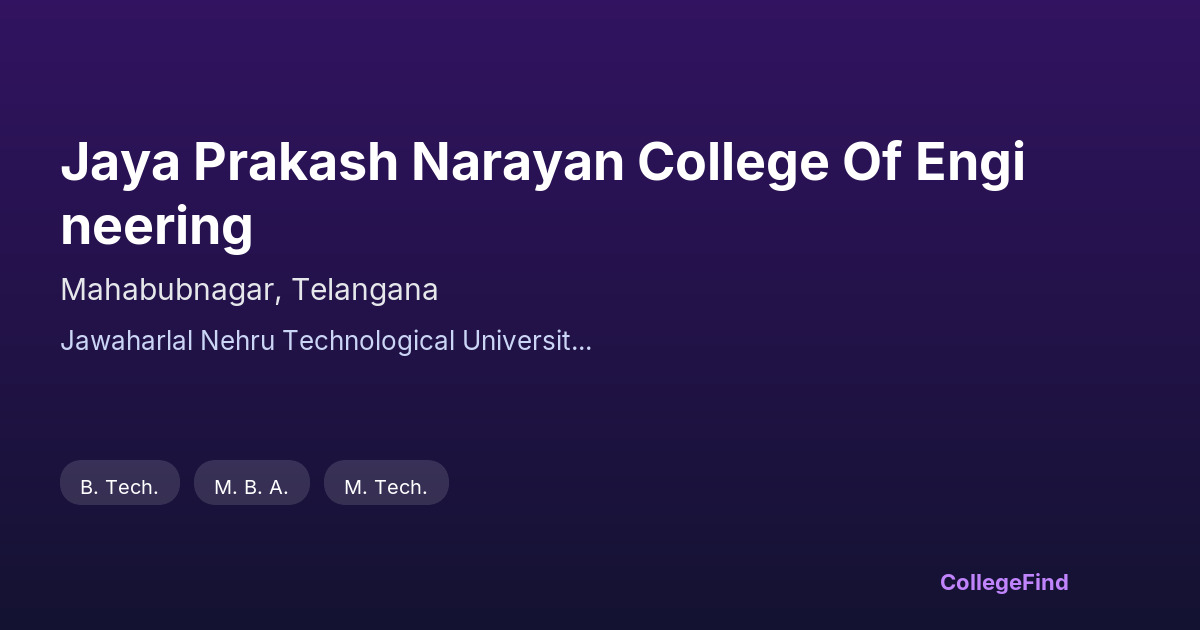 jaya prakash narayan college of engineering