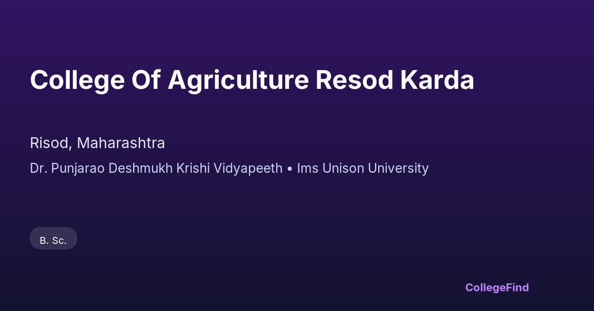 college of agriculture resod karda