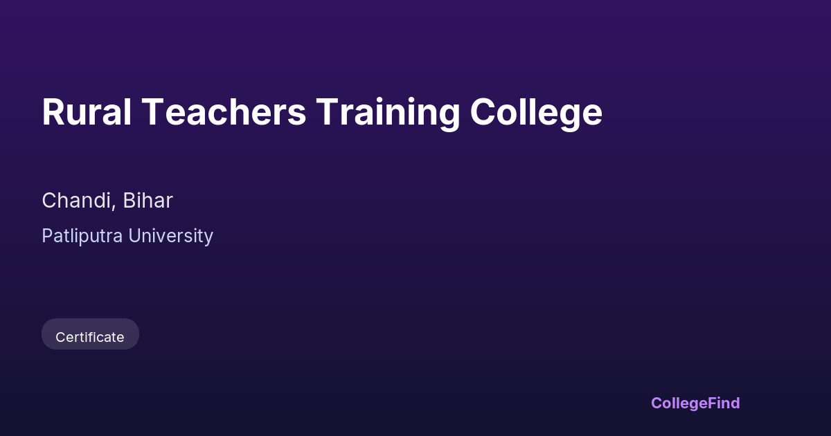 rural teachers training college