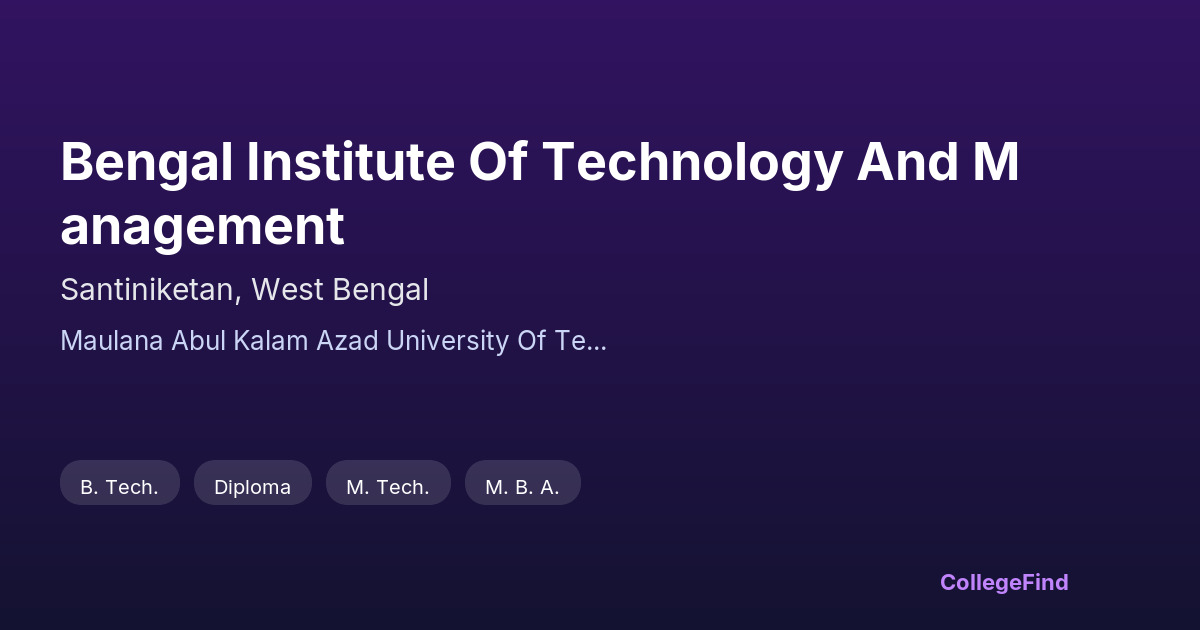 bengal institute of technology and management