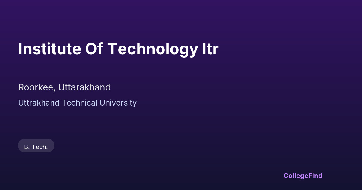 institute of technology itr