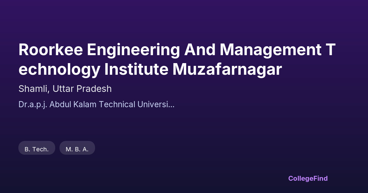 roorkee engineering and management technology institute muzafarnagar