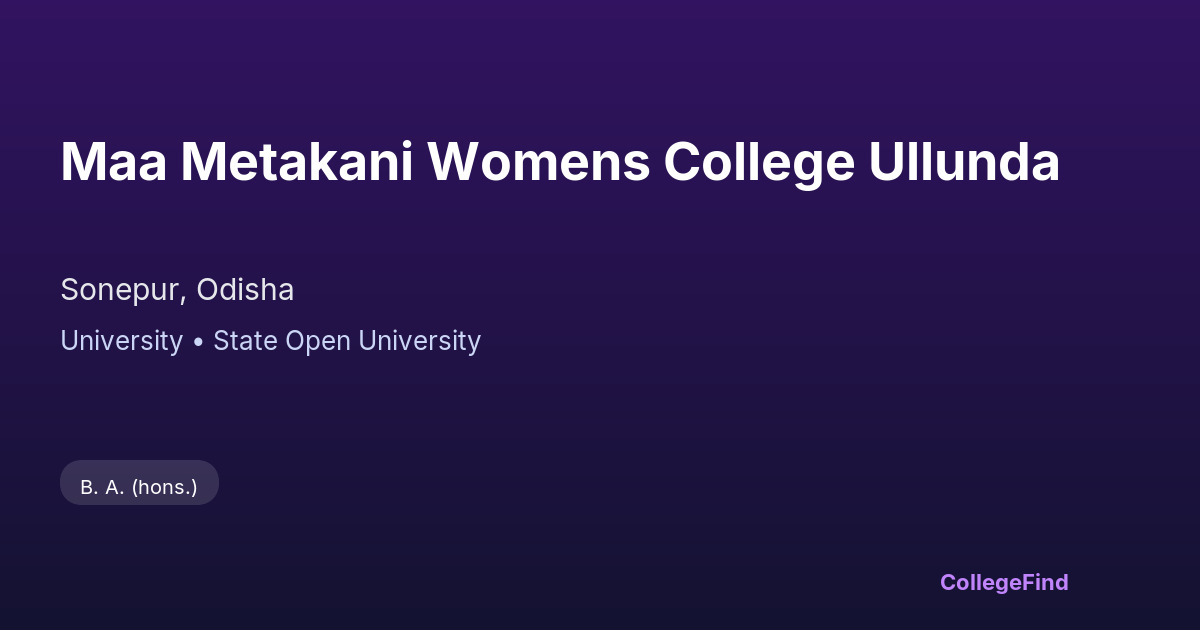 maa metakani womens college ullunda