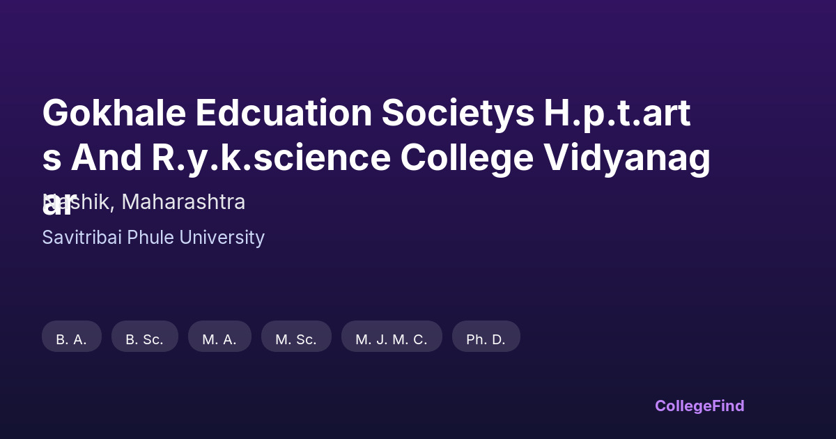 gokhale edcuation societys h.p.t.arts and r.y.k.science college vidyanagar