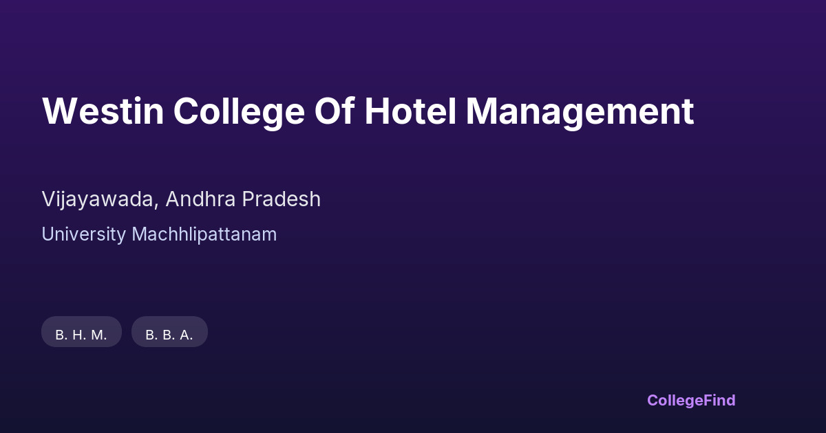 westin college of hotel management