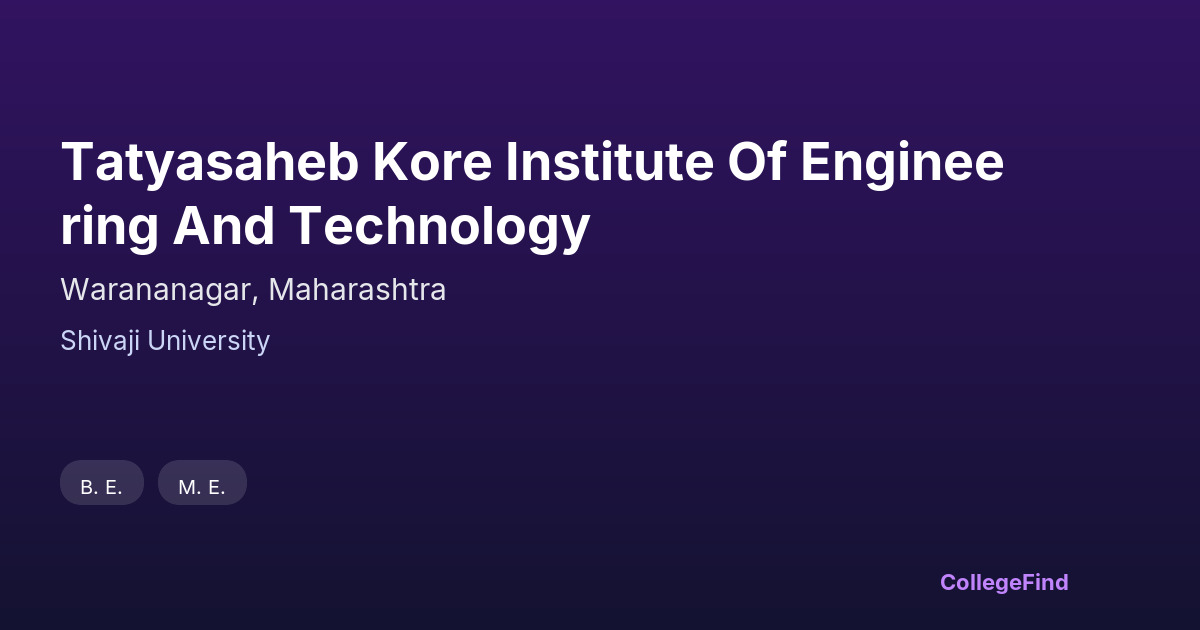 tatyasaheb kore institute of engineering and technology