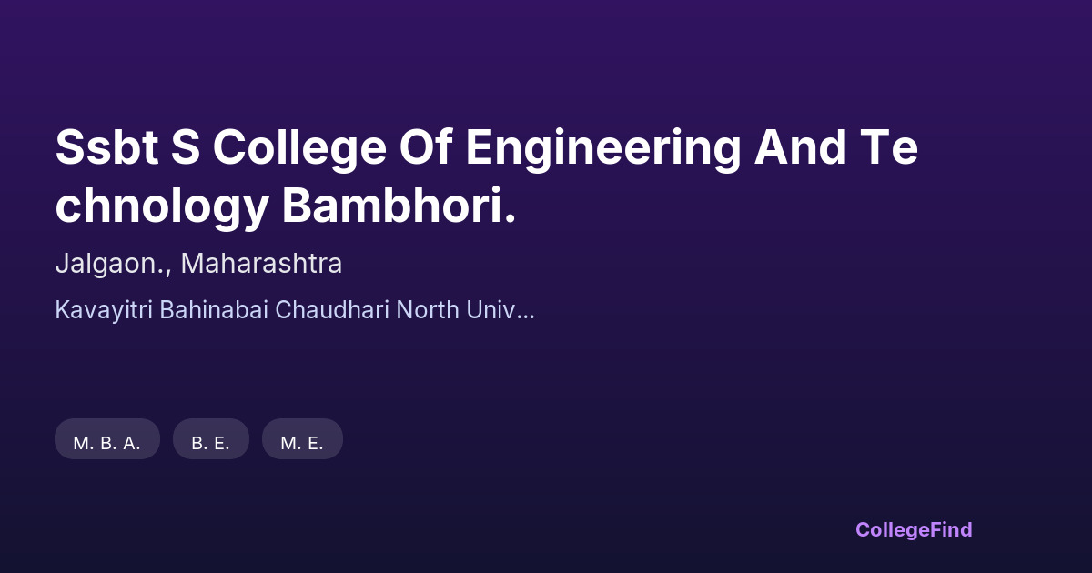 ssbt s college of engineering and technology bambhori.