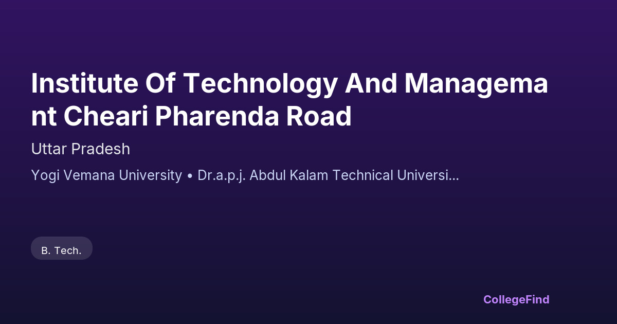 institute of technology and managemant cheari pharenda road