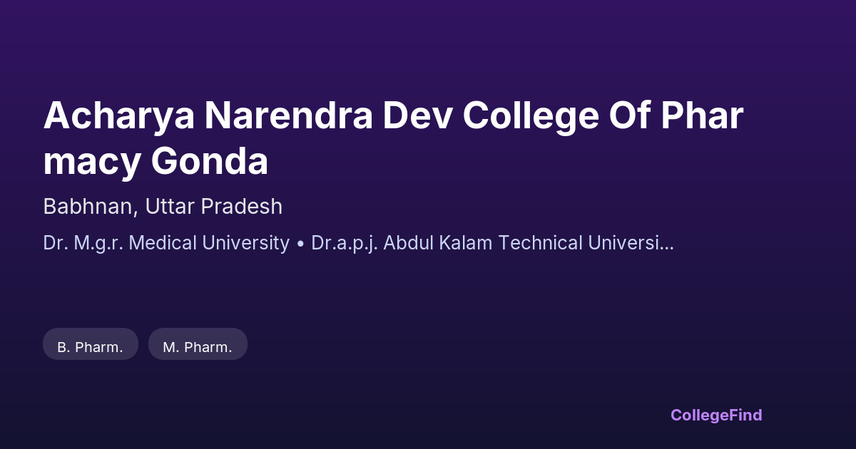 acharya narendra dev college of pharmacy gonda