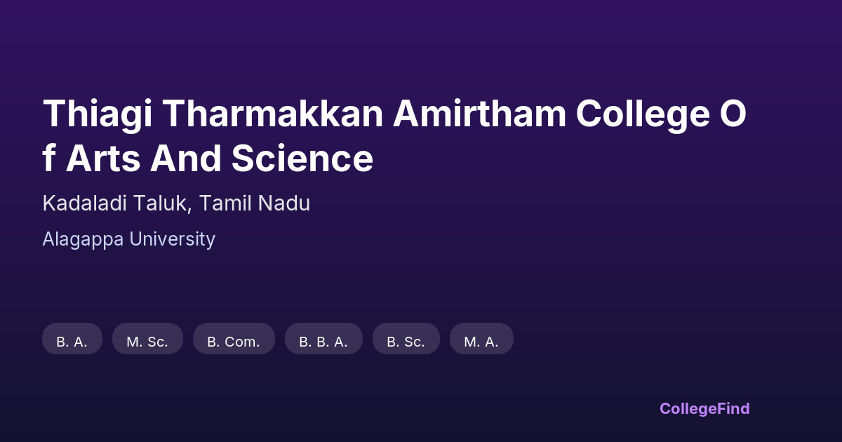 thiagi tharmakkan amirtham college of arts and science