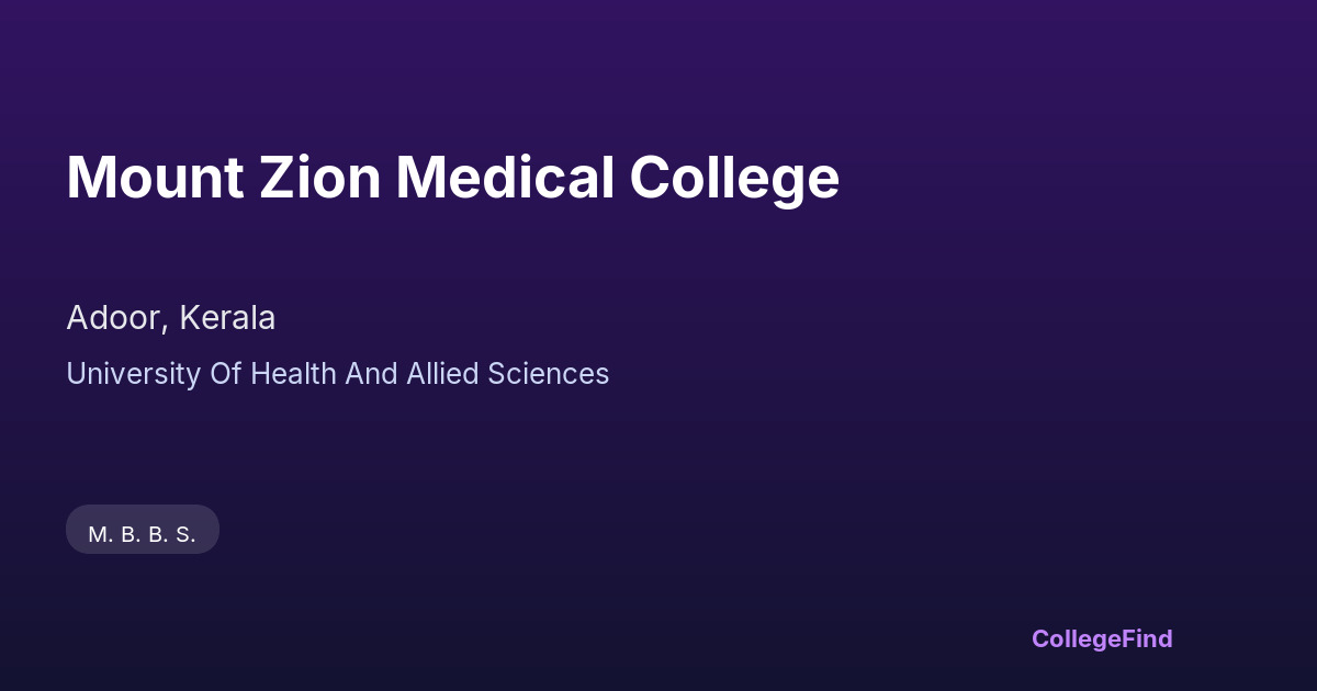 mount zion medical college