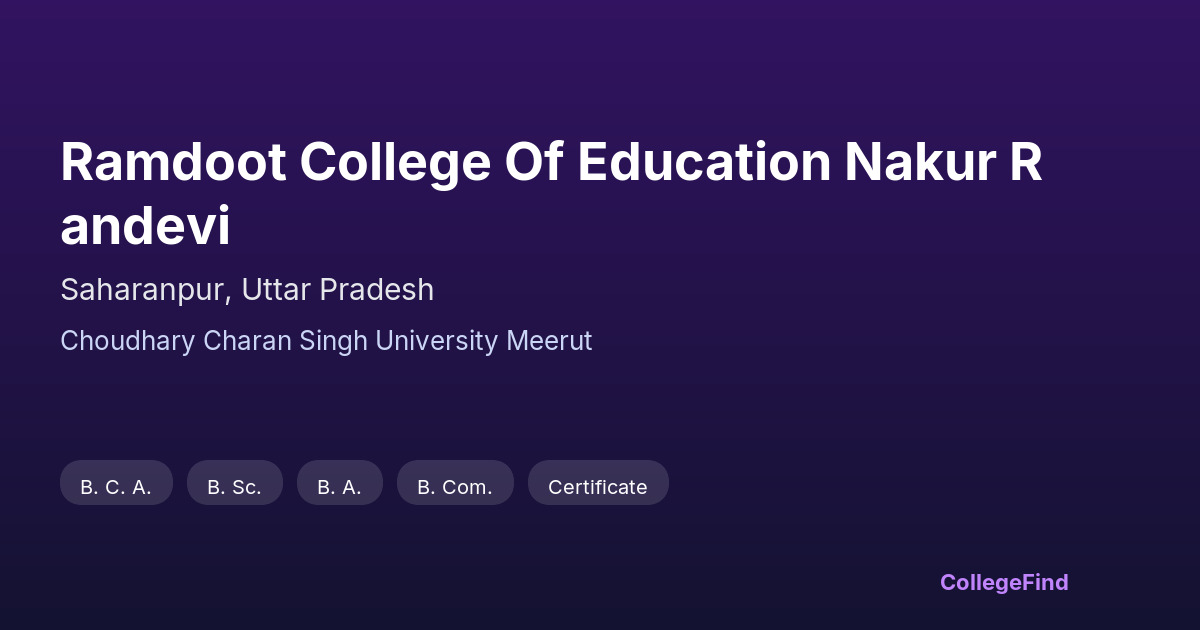 ramdoot college of education nakur randevi