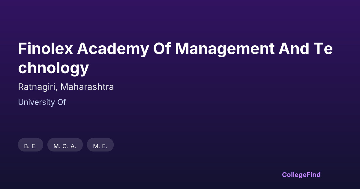 finolex academy of management and technology
