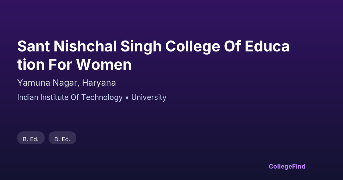 sant nishchal singh college of education for women