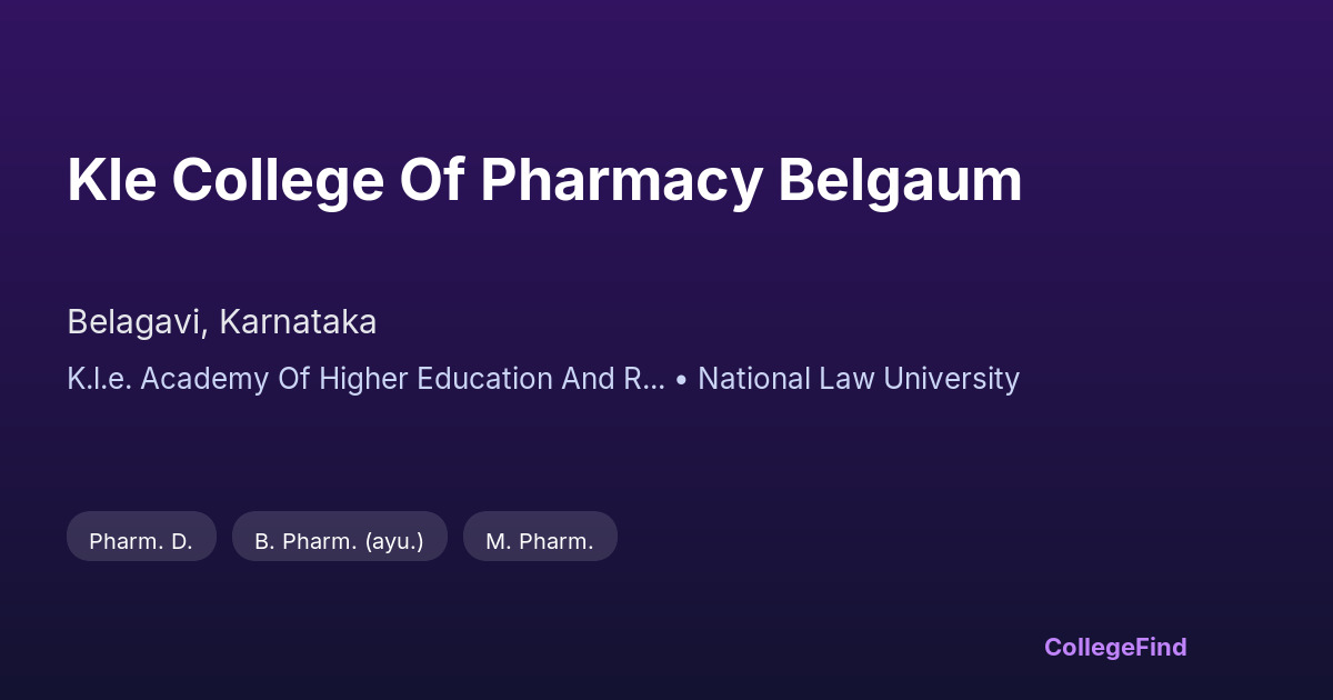 kle college of pharmacy belgaum