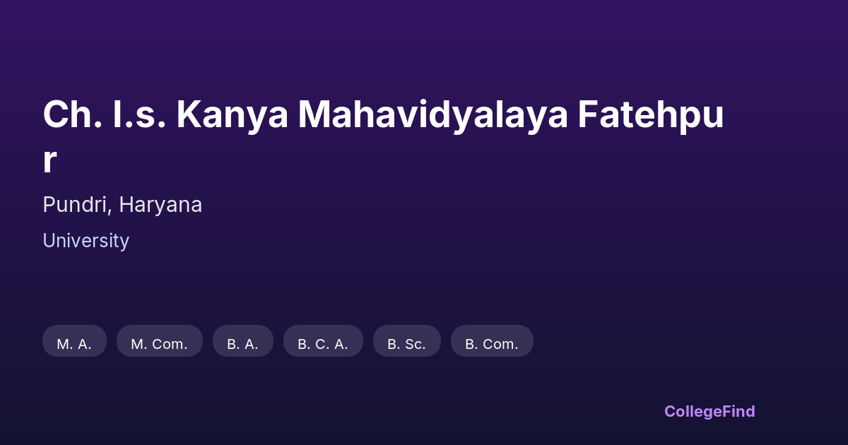 ch. i.s. kanya mahavidyalaya fatehpur