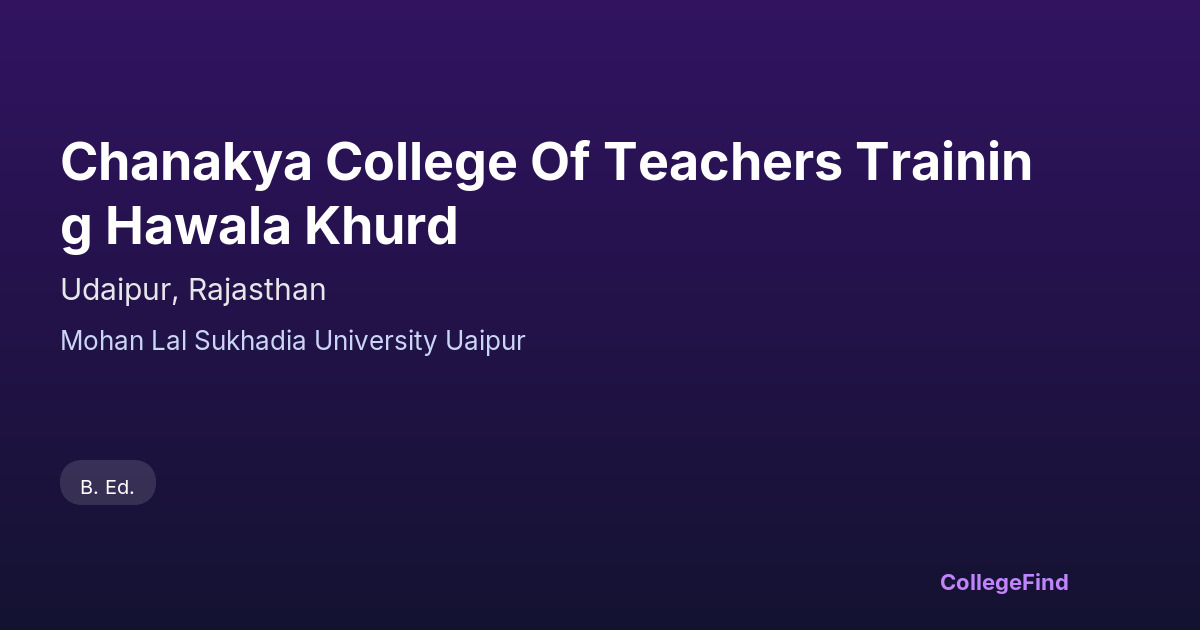 chanakya college of teachers training hawala khurd