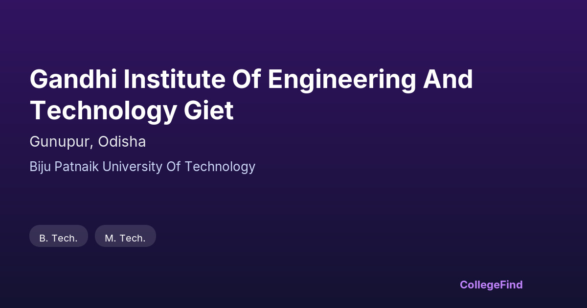 gandhi institute of engineering and technology giet