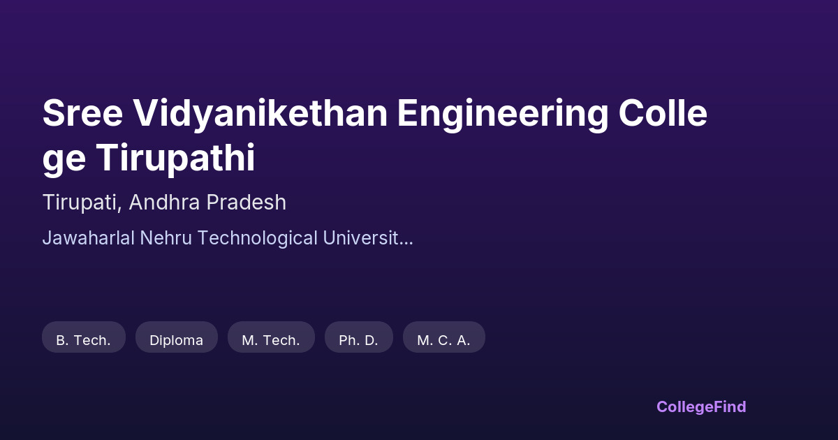 sree vidyanikethan engineering college tirupathi