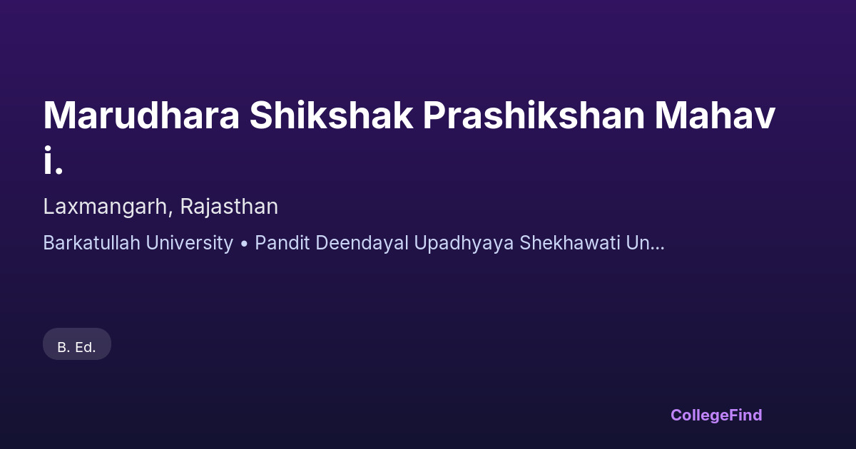 marudhara shikshak prashikshan mahavi.
