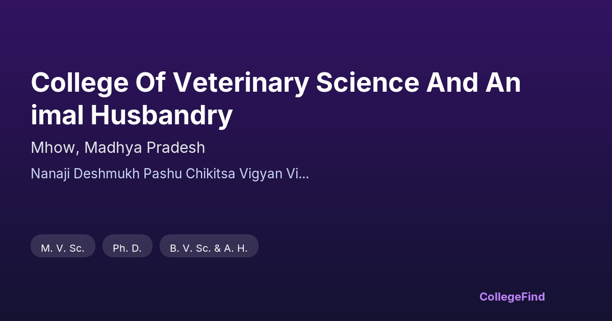 college of veterinary science and animal husbandry