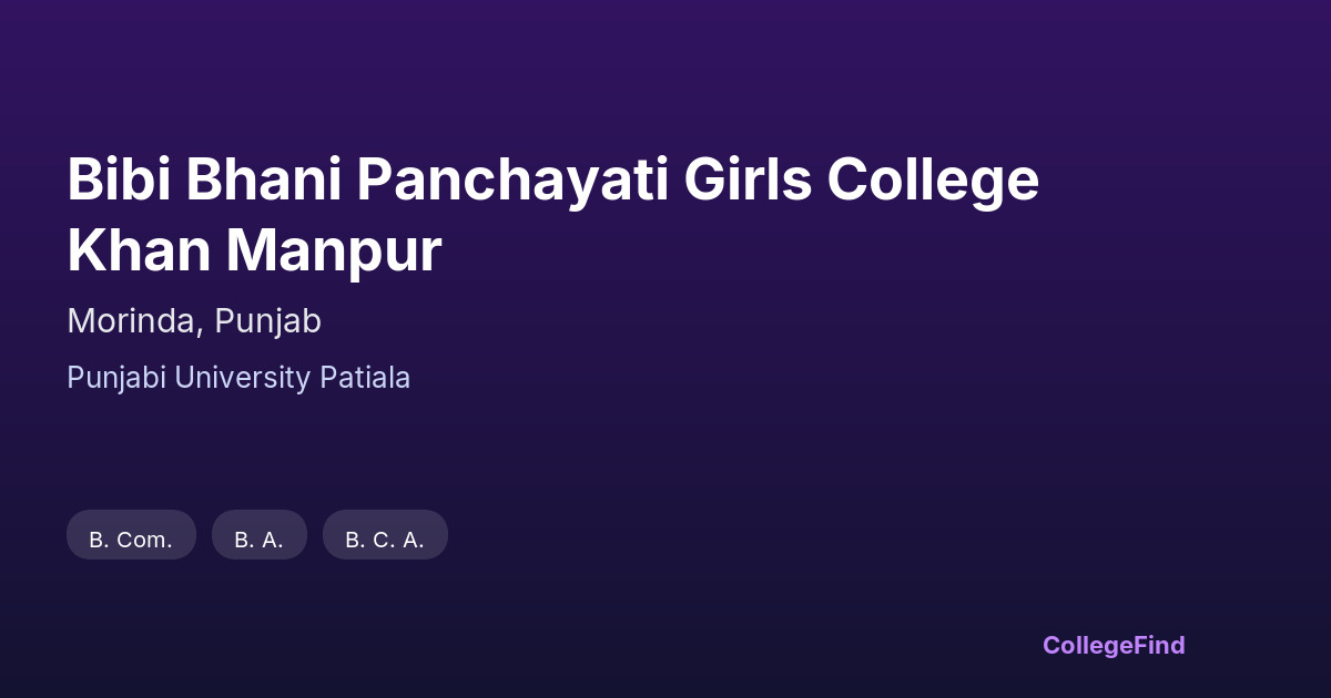 bibi bhani panchayati girls college khan manpur