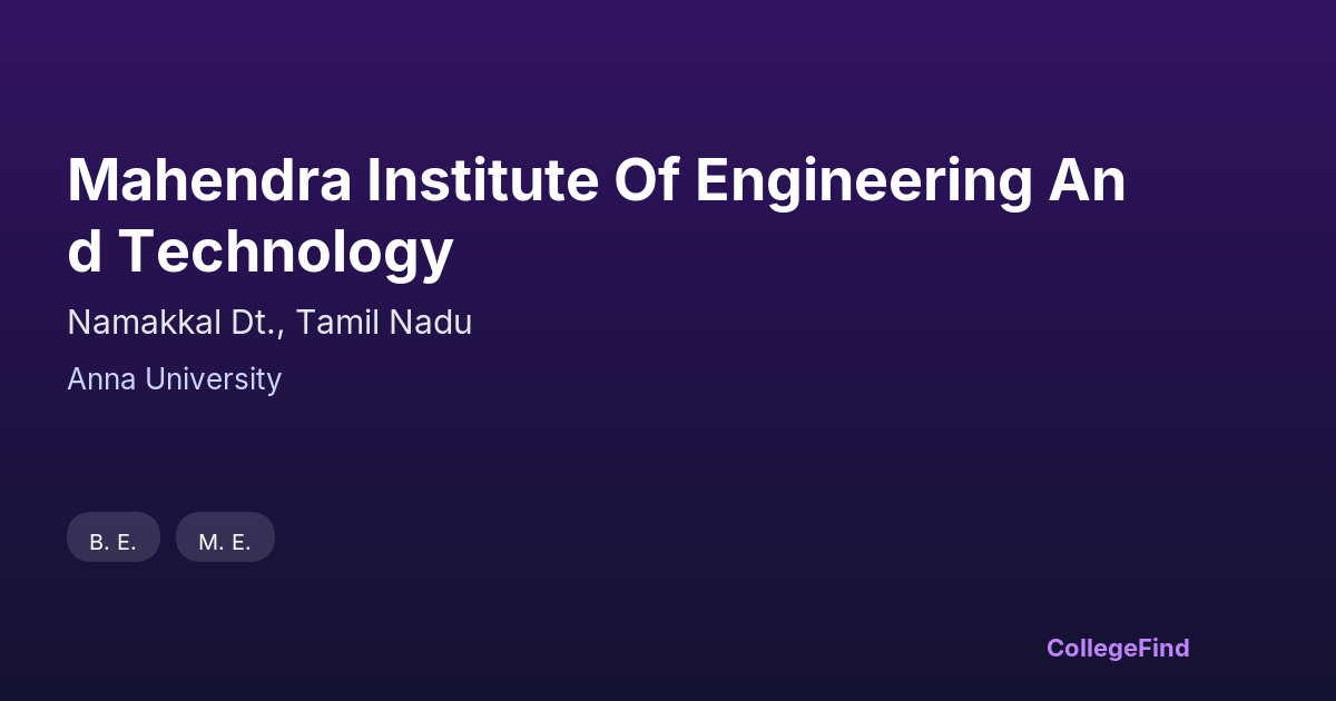 mahendra institute of engineering and technology