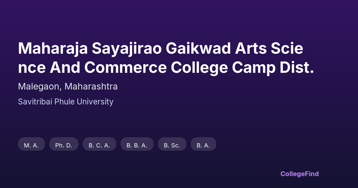 maharaja sayajirao gaikwad arts science and commerce college camp dist.