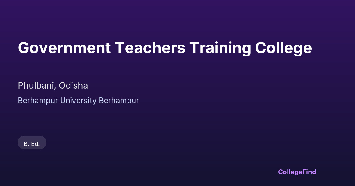 government teachers training college