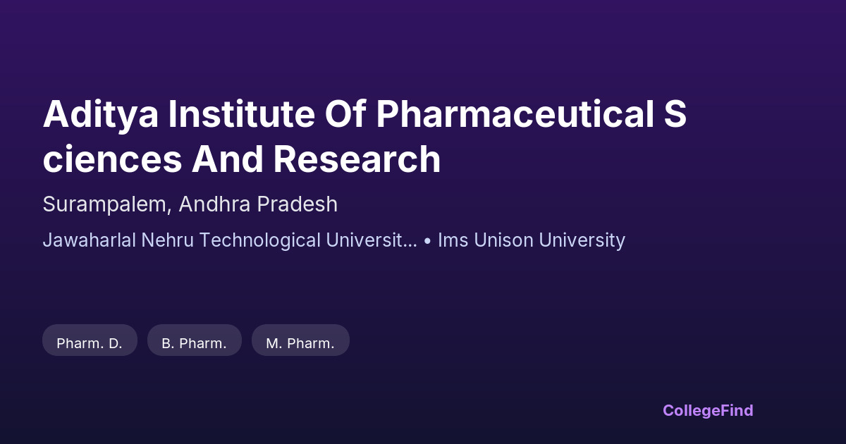 aditya institute of pharmaceutical sciences and research