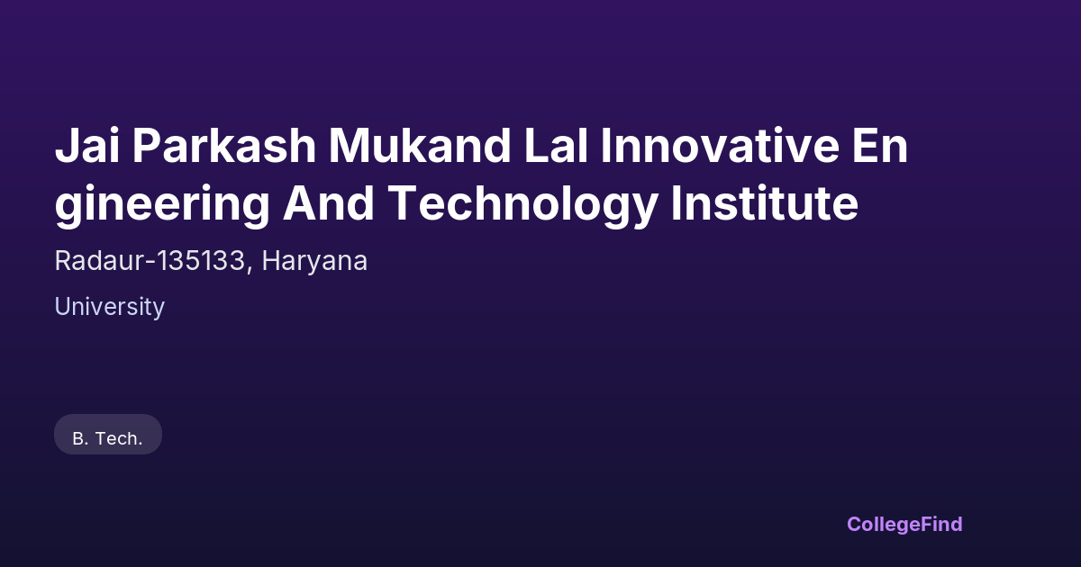 jai parkash mukand lal innovative engineering and technology institute