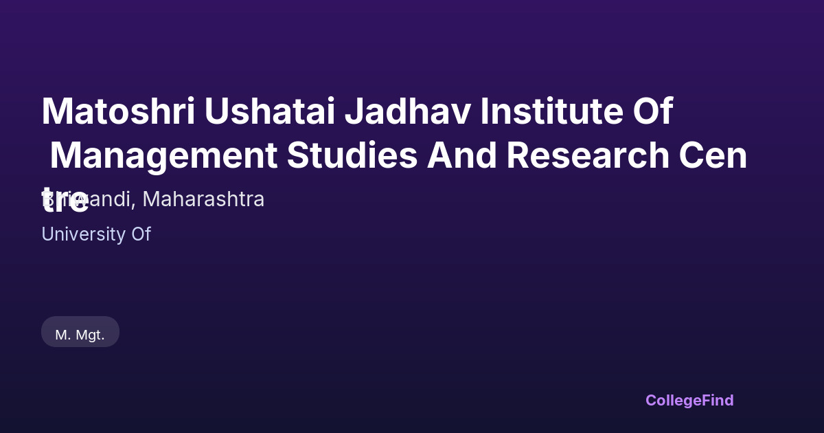 matoshri ushatai jadhav institute of management studies and research centre