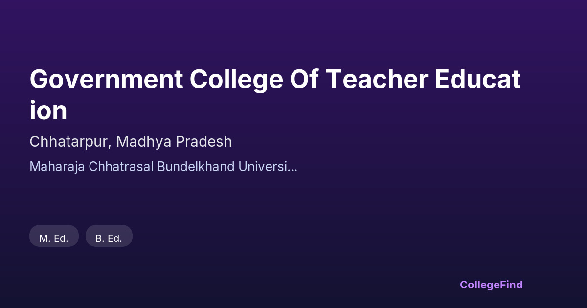 government college of teacher education