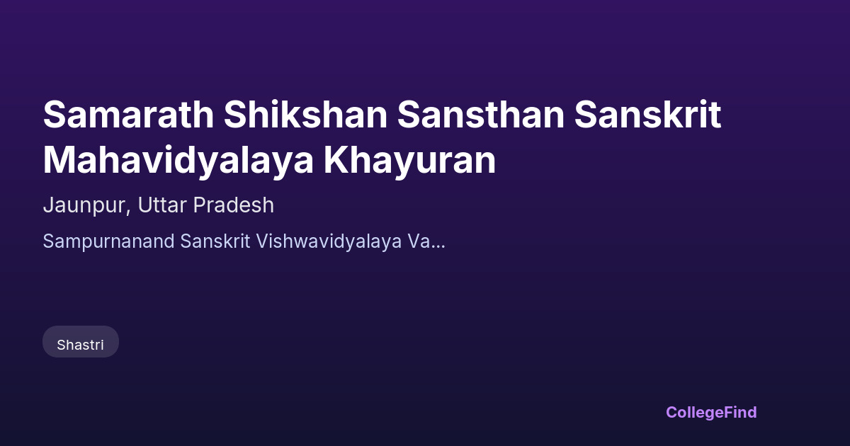 samarath shikshan sansthan sanskrit mahavidyalaya khayuran